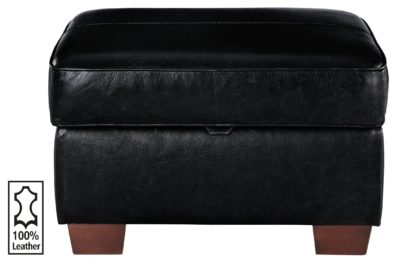 Heart of House - Salisbury - Leather Footstool - Black